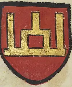 Columns of Gediminas as drawn in an armorial by a Portuguese herald in the Council of Constance in 1416