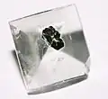 Clear gemstone with metallic inclusion