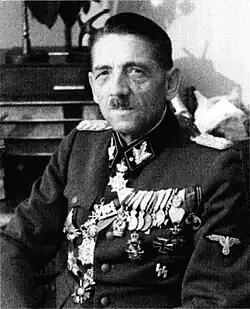 Black-and-white photograph of Artur Phleps wearing a Waffen-SS dress uniform
