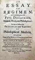 An Essay on Regimen, 1740, George Cheyne.