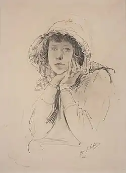 George Coates. Untitled, undated (Portrait of a Girl), pencil on paper. Castlemaine Art Museum