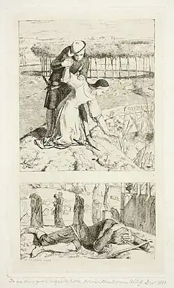 Illustration by Holman Hunt to Woolner's "My Beautiful Lady", published in The Germ, 1850