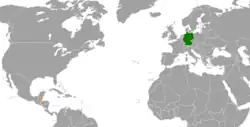Map indicating locations of Belize and Germany