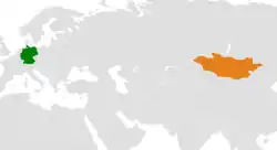 Map indicating locations of Germany and Mongolia