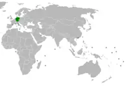 Map indicating locations of Germany and Nauru