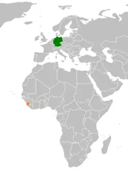 Map indicating locations of Germany and Sierra Leone