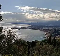Giardini Naxos panorama viewed from Taormina