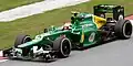 Giedo van der Garde driving the CT03 at the 2013 Malaysian Grand Prix.