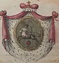 These arms appear on a document recording confirmation in 1800, by the Wilno General Assembly of Deputies for Pedigrees, of the princely descent of several members of the Giedroyć family (descendants of Benedykt Stanisław, five times great-grandson of the eponymous Aleksander in the Line of Aleksander)