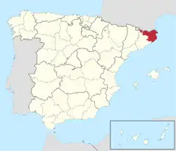 Map of Spain with the Province of Girona highlighted