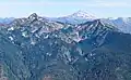 Mount Howard (left) and Mount Mastiff (right) from south, with Glacier Peak in the distance