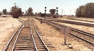Rail yard at Gladstone in the county's centre on the boundary of the hundreds of Booyoolie and Yangya