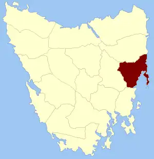Location in Tasmania