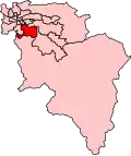 Map of the constituency in Lanarkshire electoral region, 1950 boundary
