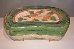 A glazed stoneware pillow from the Song dynasty, Cizhou ware