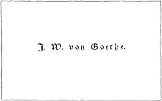 Visiting card of Johann Wolfgang von Goethe