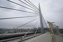 Golden Horn Metro Bridge from platform.