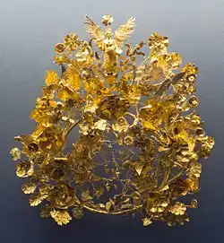 The ancient Greek Kritonios Crown, funerary or marriage material, 370–360 BCE, from a grave in Armento, Basilicata (State Collections of Antiquities, Munich).