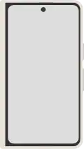Diagram of the front of a Pixel Fold smartphone in white.