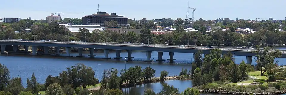 Bridge across a river viewed from afar