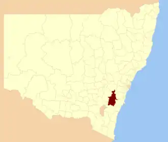 Location in New South Wales