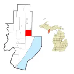 Location within Menominee County and the state of Michigan