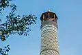 One of the restored minarets