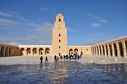 Courtyard of the mosque, looking north to the minaret