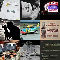 Image 5Due to its interdisciplinary nature, graphic design can be performed in different areas of application: branding, technical and artistic drawing, signage, photography, image and video editing, 3D modeling, animation, programming, among other fields. (from Graphic design)