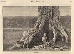 Engraving from The Graphic, October 1877, showing two forsaken children in the Bellary district of the Madras Presidency during the famine