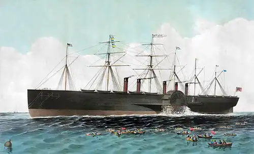 The Great Eastern at her launch in 1858