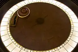 A lit circle with a round shape inside the inside edge.