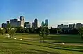 Downtown Dallas skyline as viewed from Griggs Park