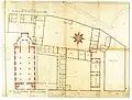 Architectural plan of the Jesuit college Athénée de Luxembourg and the Jesuit church in the Notre-Dame street.