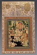 Group of sages in discussion. Aliquli Jabbadar, after Manohar (?). Aga Khan Museum, AKM186.