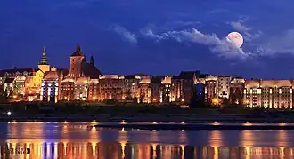 City panorama and the Grudziądz Granaries, a Historic Monument of Poland