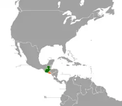 Map indicating locations of Guatemala and El Salvador