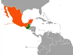 Map indicating locations of Guatemala and Mexico