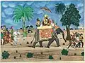 Gulab Singh riding on elephant, Kishan Singh or Kapur Singh, ca.1874