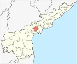 Location of Guntur district in Andhra Pradesh