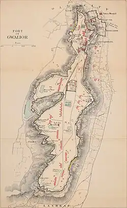 Gwalior Fort map 1911 (click to see details)