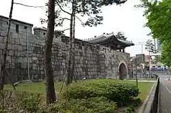 Gwanghuimun Gate, with Fortress Wall, Seoul, Korea