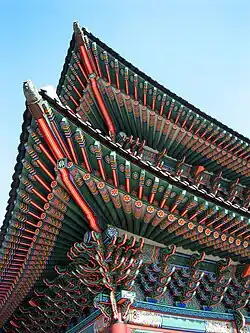 Dancheong on a building at Gyeongbokgung