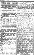 Newspaper clipping from November 1885 when Boyes discovered a spring
