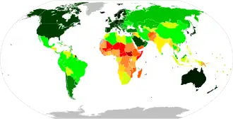 United Nations Human Development Index by country as of 2023