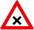 A02 Unmarked intersection ahead (Equal roads ahead)