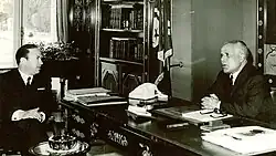 Bourguiba and Essebsi, who would become president decades later, in the "President's Office"