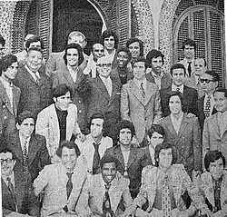 The president Habib Bourguiba honors the Tunisian national team after winning the 1973 Palestine Cup in Libya