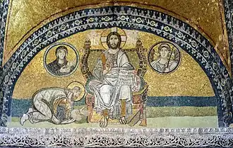 The Imperial gate mosaic with Leo VI kneeling before Christ.