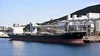 The bulk carrier Hai Ji berthed at the Port of Albany